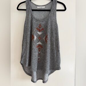 Project Social Women’s Knit Tank Top. Blk/Grey Knit w/ Aztec Print. Like New